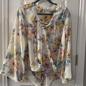 Floral bell sleeve top